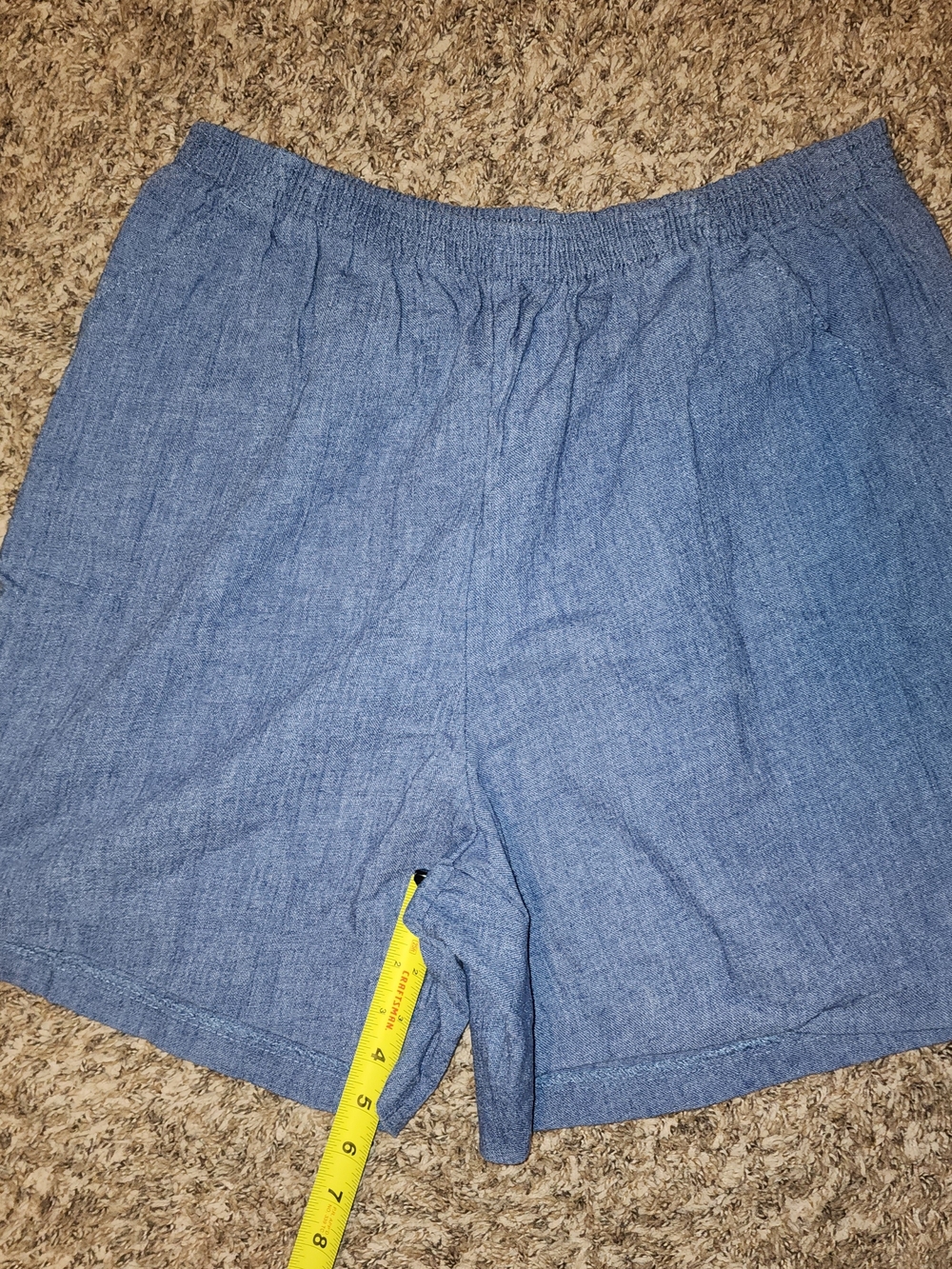 Fawn Grove USA Chambray Elastic Waist Shorts Womens 18W Blue